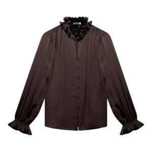 Mint Velvet Brown Ruffle Satin Blouse